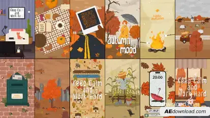 Autumn Pixel Art Stories Elements template preview