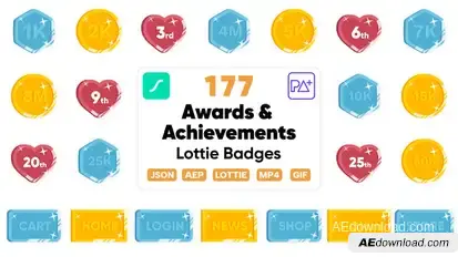 Awards & Achievements Lottie Badges Elements template preview