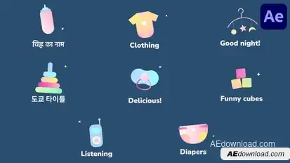 Baby Icons And Titles for After Effects Titles template preview