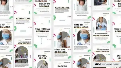 Videohive Back School Instagram Story Pack Video Displays template preview