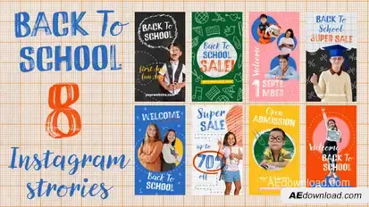 Back to School Instagram Stories Elements template preview