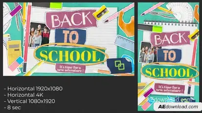 Back To School Paper Slideshow Video Displays template preview