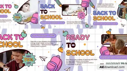 Back to School Promo Landscape Video Displays template preview