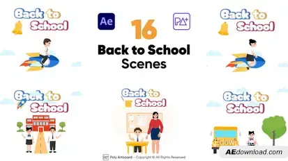 Back to School Scenes For After Effects Elements template preview