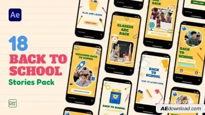 Back To School Stories Pack For After Effects Openers template preview