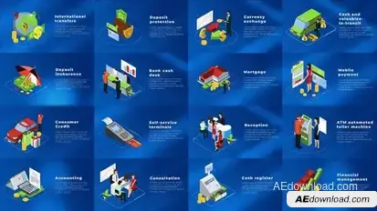 Banking And Finance Isometric Concepts Elements template preview