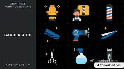 Barbershop graphic animation template | After Effects Elements template preview