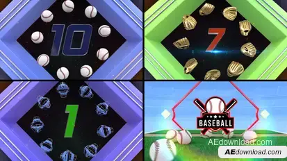 Baseball Countdown 5 Elements template preview