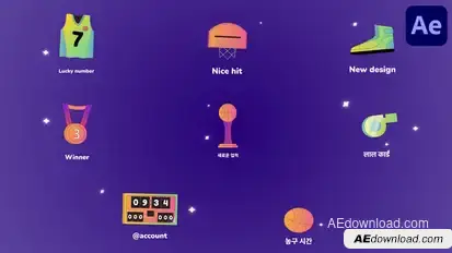Basketball Sport Icons And Titles for After Effects Titles template preview