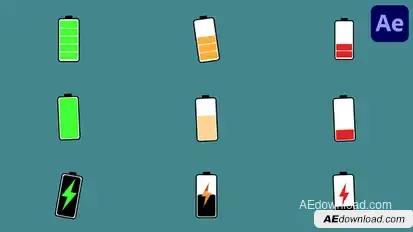 Battery Levels And Charging Icons | After Effects Elements template preview