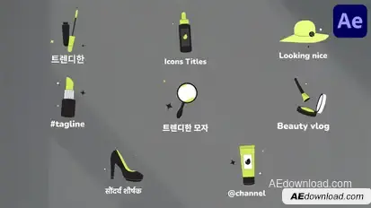 Beauty Fashion Icons And Titles for After Effects Titles template preview
