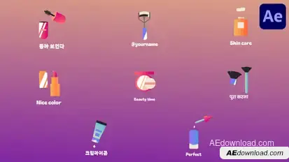Beauty Makeup Icons for After Effects Titles template preview