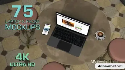 Biggest laptop and smartphone mockups pack (Coffee corner version) Product Promo template preview