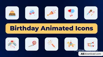 Birthday Animated Icons Elements template preview