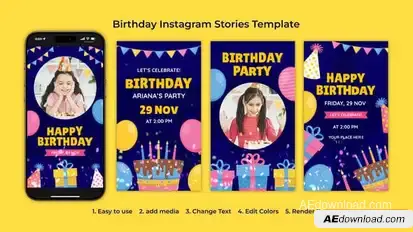 Videohive Birthday Instagram Stories Template Openers template preview