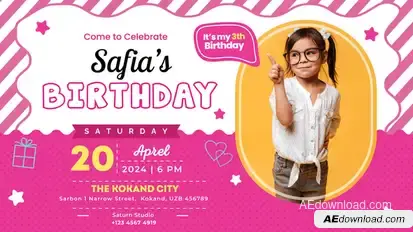 Birthday Invitation Video Displays template preview