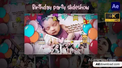 Birthday Party Slideshow - 4k Elements template preview