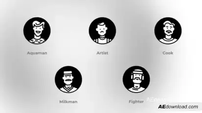 Black and White Avatars of Men - Avatars Concept Elements template preview