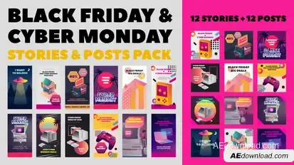 Black Friday and Cyber Monday Stories Pack Product Promo template preview