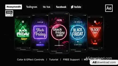Black Friday | Neon Stories & Posts Product Promo template preview