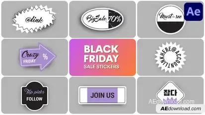 Black Friday Sale Stickers | After Effects Titles template preview