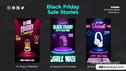 Black Friday Sale Stories Video Displays template preview