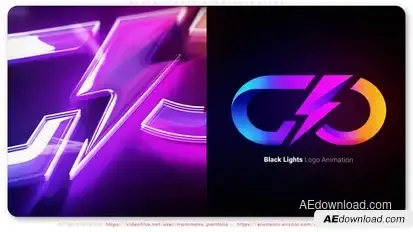 Black Lights Logo Animation Logo Stings template preview