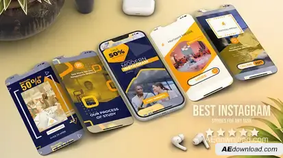 Blue Yellow Vertical Promo Video Displays template preview