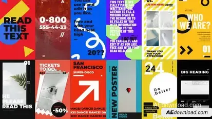 Bold Minimalism Posters Package Elements template preview