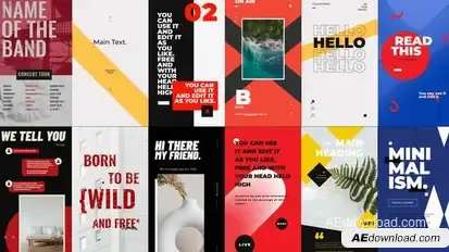 Bold Minimalism Stories Package Elements template preview