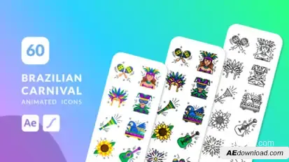 Brazilian Carnival Animated Icons | After Effects Elements template preview