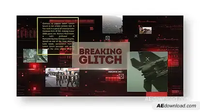 Breaking Glitch Presentation Slideshow Video Displays template preview