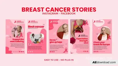 Breast Cancer Instagram Stories Openers template preview