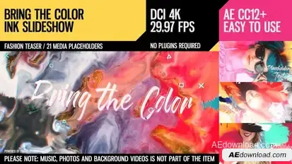 Bring the Color (4K Ink Slideshow) Video Displays template preview