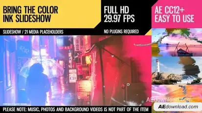 Bring the Color (Ink Slideshow) Video Displays template preview