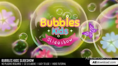 Bubbles Kids_Slideshow Video Displays template preview