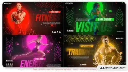Burn Your Energy Fitness Project Video Displays template preview