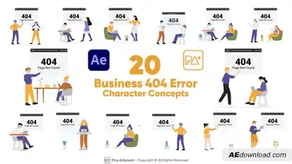 Business 404 Error Character Concepts For After Effects Elements template preview