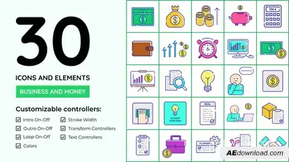 Business and Money Icons Elements template preview