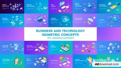 Business and Technology Isometric Concepts Product Promo template preview