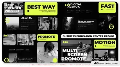 Business Education Center Multiscreen Promo Video Displays template preview