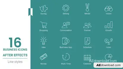 Business Icon Set Line pack Elements template preview