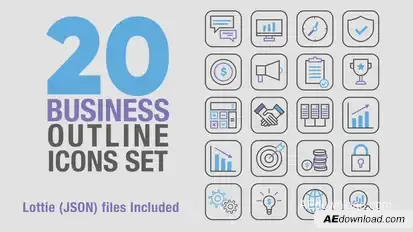 Business Outline Icons Elements template preview