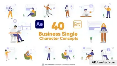 Business Single Character Concepts For After Effects Elements template preview