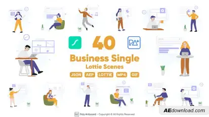 Business Single Lottie Scenes Elements template preview