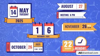 Calendar Date Time Reminder Lower Thirds 2 Titles template preview