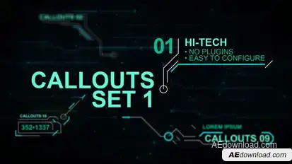 Callouts set 1 hi-tech Infographics template preview