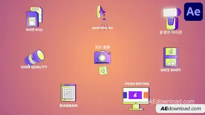 Camera Filming Icons And Titles for After Effects Titles template preview
