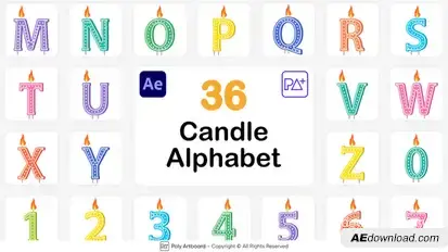 Candle Alphabet For After Effects Elements template preview
