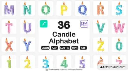 Candle Lottie Alphabet Elements template preview